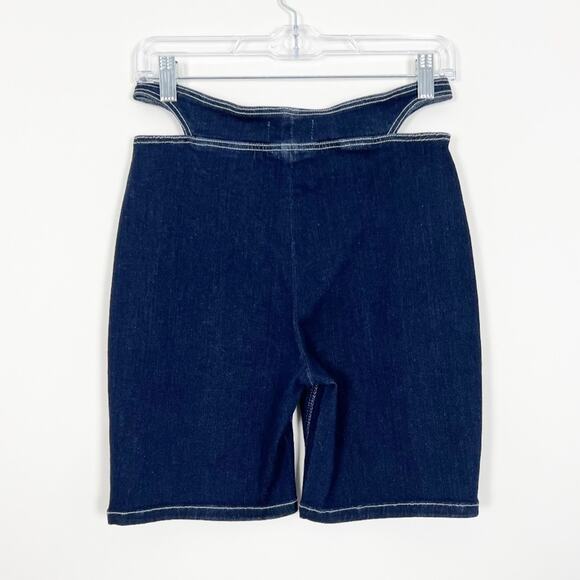Zara Cut Out Stretch Denim Thong Bike Shorts Size Medium - Picture 3 of 4